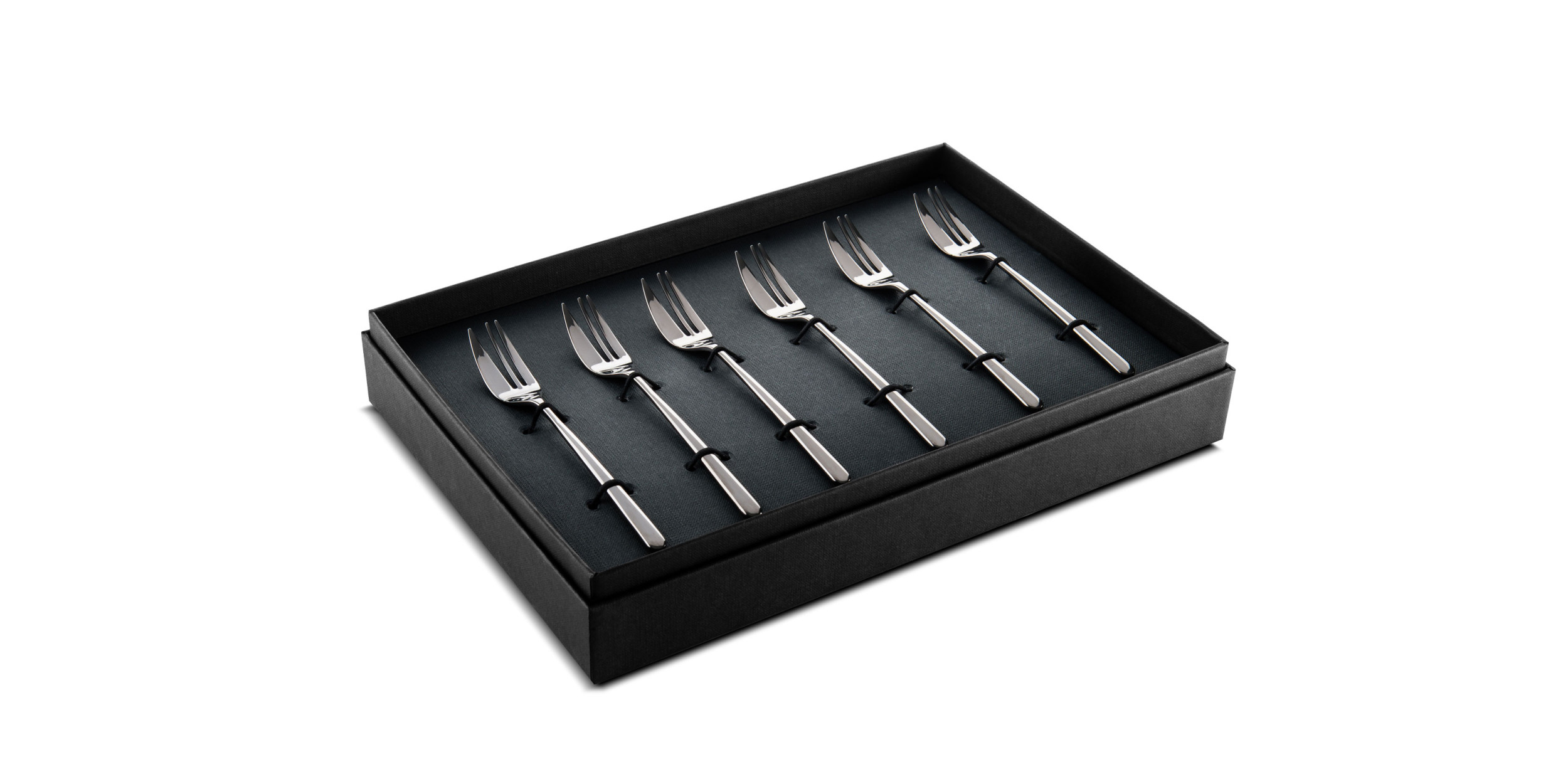 Box 6 Cake Forks Linea Oro Nero
