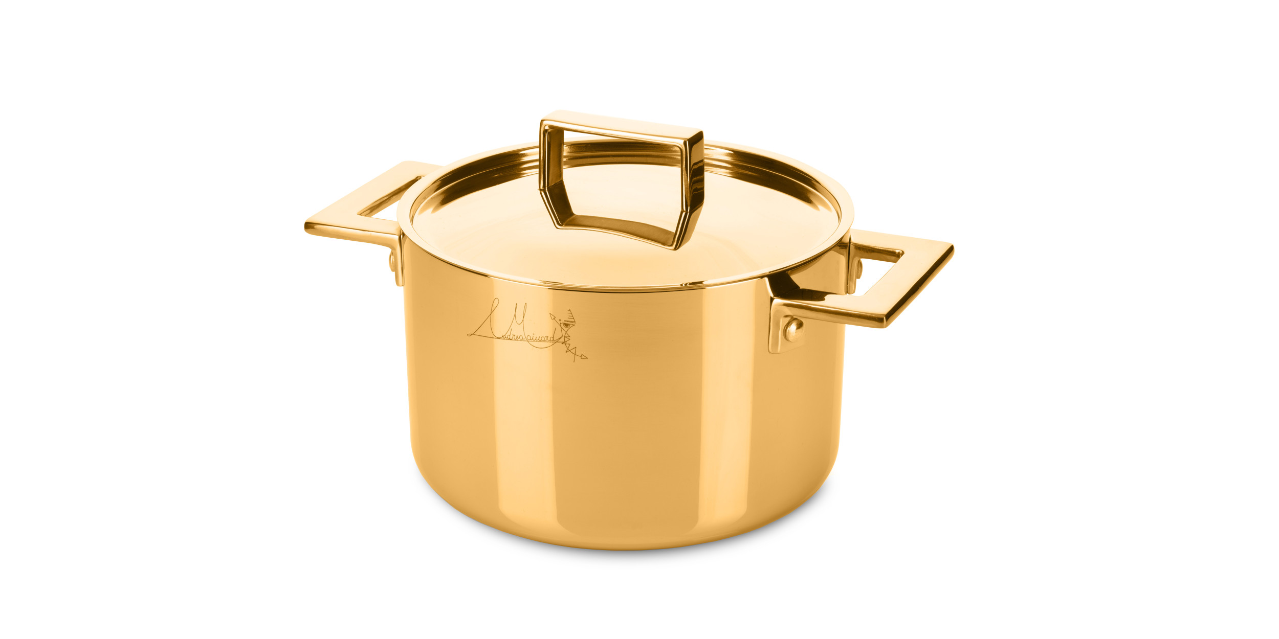 Deep pot 24 cm Attiva Holloware Mirror Oro Attiva Gold Cookware