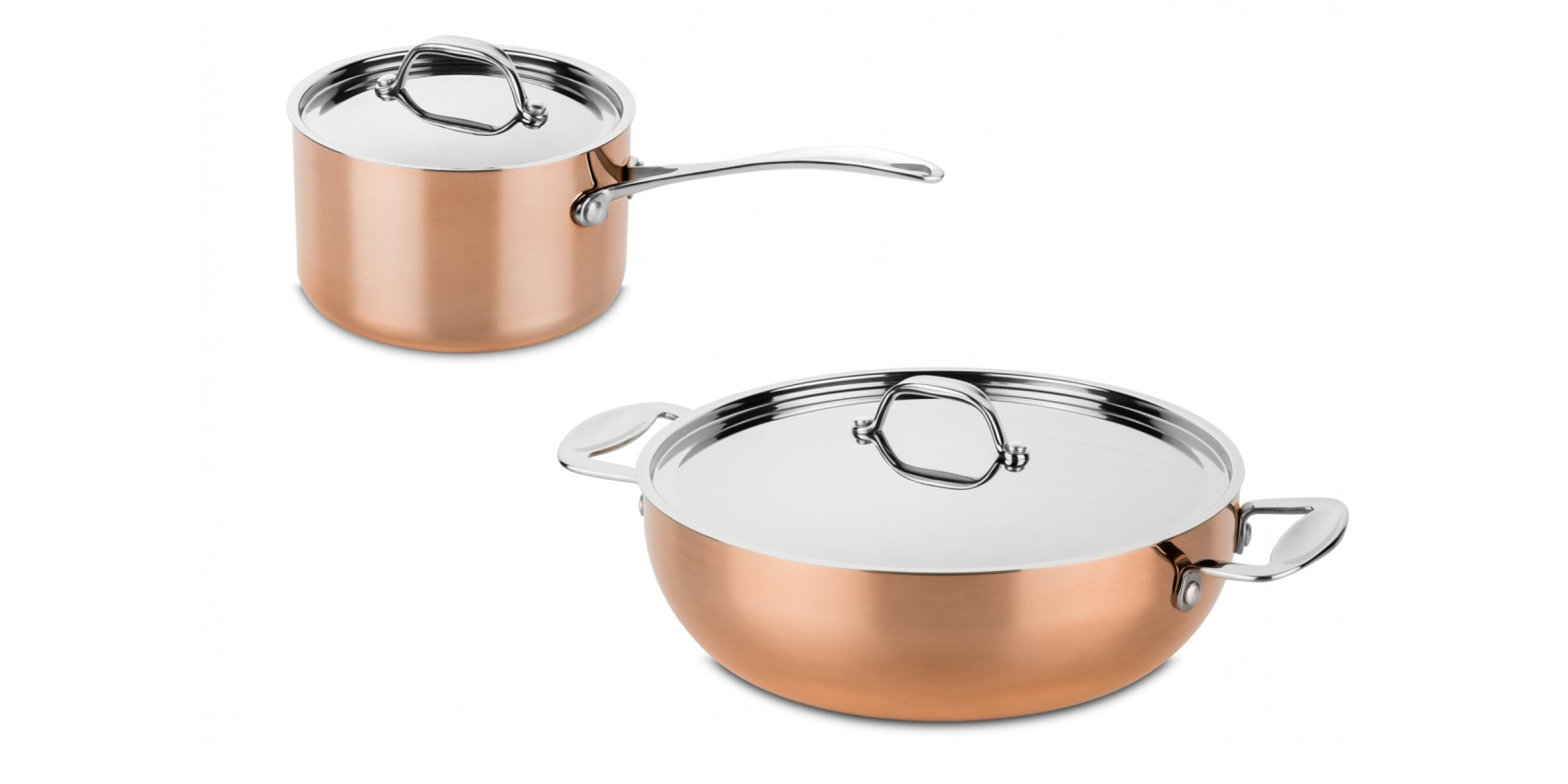 koperen braadpan + steelpan - Cookware